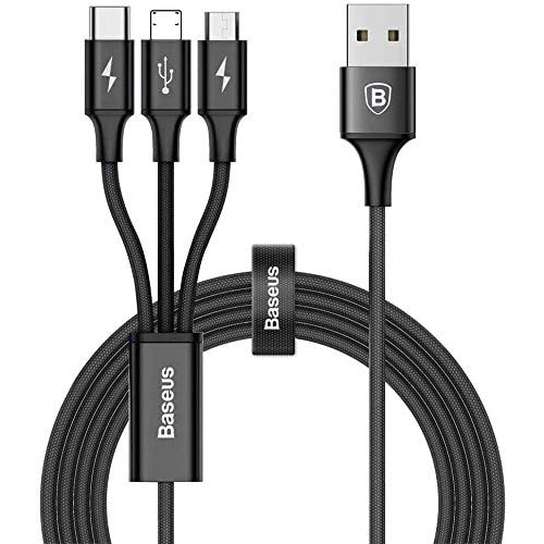 3in1 Cable Micro+Light+TypeC 3A 1.2m Blk