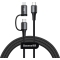 2in1 Cable TypeC to C/Lightning 60W Blk